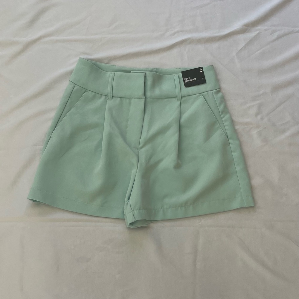Express Mint Green High-Waist Tailored Shorts